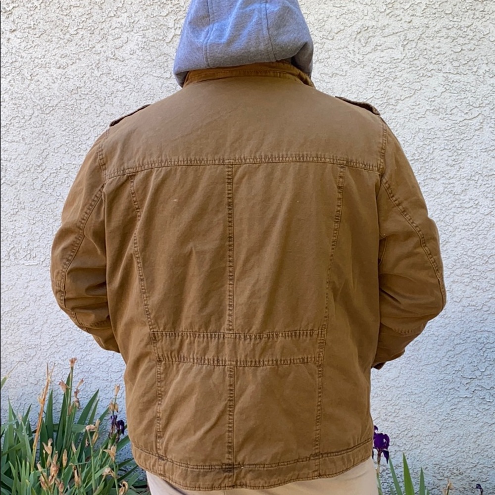 Levi's Shearling Sherpa Double Lined Hooded Neutral Military Utility Jacket XXLT - Picture 5 of 13